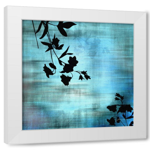 Aqua Floral II White Modern Wood Framed Art Print by Burghardt, James