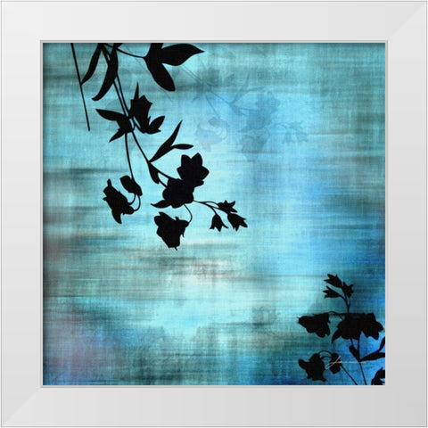 Aqua Floral II White Modern Wood Framed Art Print by Burghardt, James