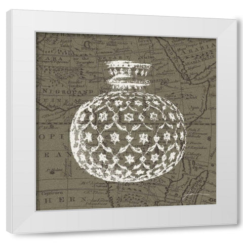 Map Bottles I White Modern Wood Framed Art Print by Burghardt, James
