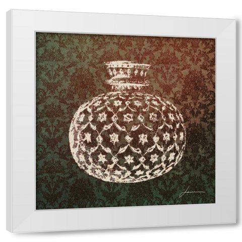 Patterned Bottles I White Modern Wood Framed Art Print by Burghardt, James