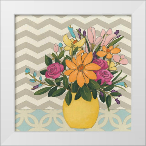 Patterns and Petals I White Modern Wood Framed Art Print by Vess, June Erica