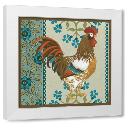 Cottage Rooster I White Modern Wood Framed Art Print by Vess, June Erica