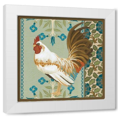 Cottage Rooster III White Modern Wood Framed Art Print by Vess, June Erica