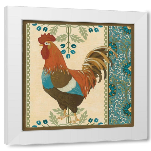 Cottage Rooster V White Modern Wood Framed Art Print by Vess, June Erica