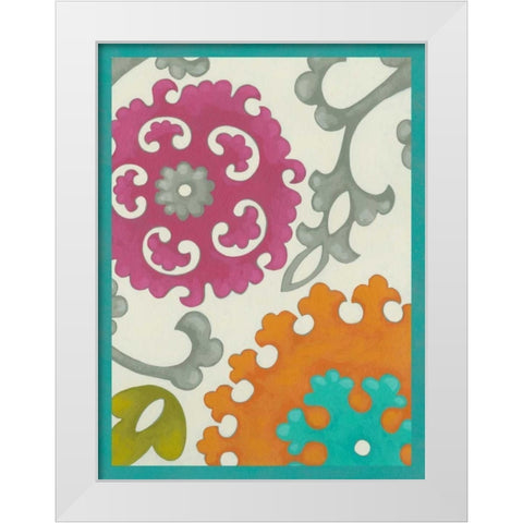 Celebration Suzani VI White Modern Wood Framed Art Print by Zarris, Chariklia