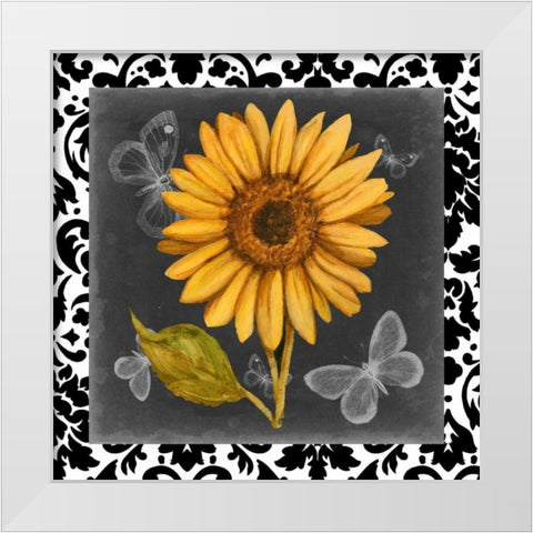 Ornate Sunflowers I White Modern Wood Framed Art Print by Harper, Ethan