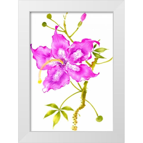 Hibiscus Flower I White Modern Wood Framed Art Print by Rae, Nan