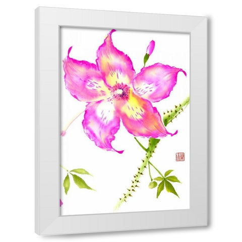 Hibiscus Flower III White Modern Wood Framed Art Print by Rae, Nan