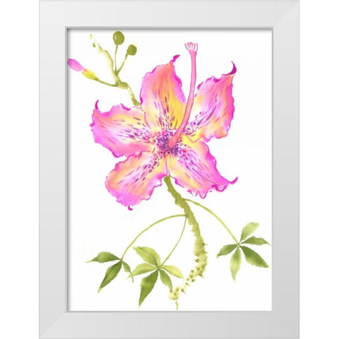 Hibiscus Flower IV White Modern Wood Framed Art Print by Rae, Nan