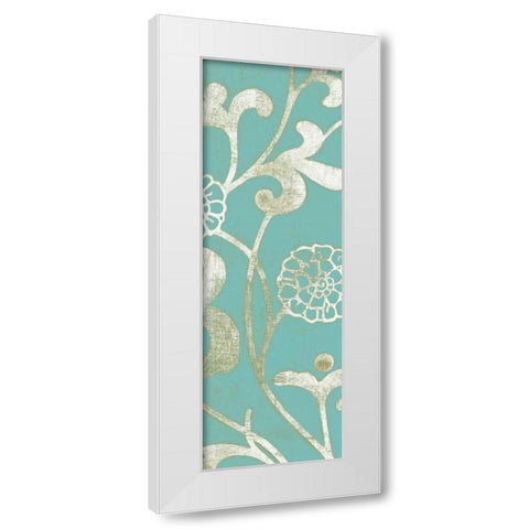 2-Up Teal Vine II White Modern Wood Framed Art Print by Wyatt Jr., Norman