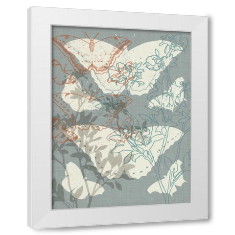 Flowers and Butterflies I White Modern Wood Framed Art Print by Goldberger, Jennifer