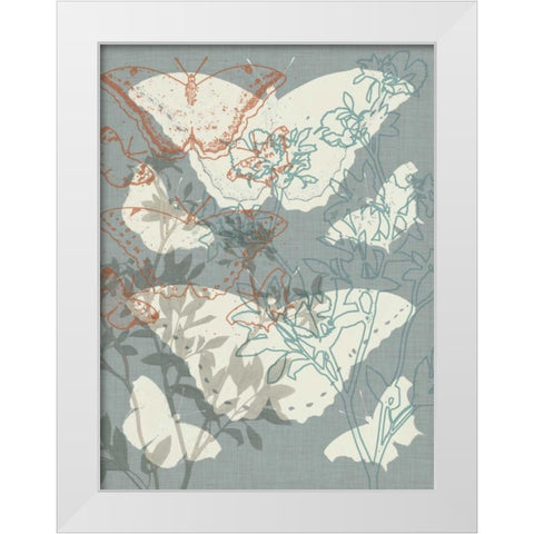 Flowers and Butterflies I White Modern Wood Framed Art Print by Goldberger, Jennifer