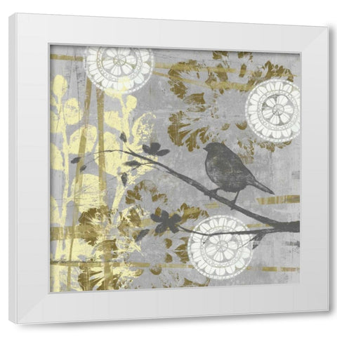Serene Bird and Branch I White Modern Wood Framed Art Print by Goldberger, Jennifer