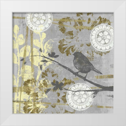 Serene Bird and Branch I White Modern Wood Framed Art Print by Goldberger, Jennifer