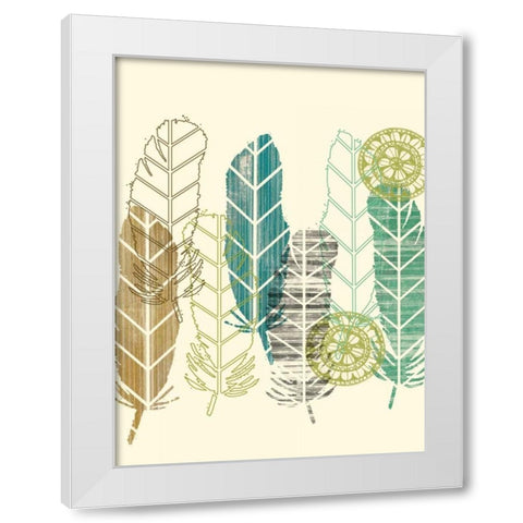 Feathers in a Row II White Modern Wood Framed Art Print by Goldberger, Jennifer