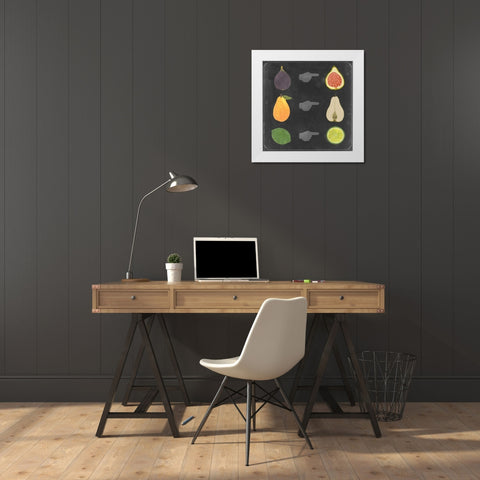 Blackboard Fruit I White Modern Wood Framed Art Print by Vision Studio