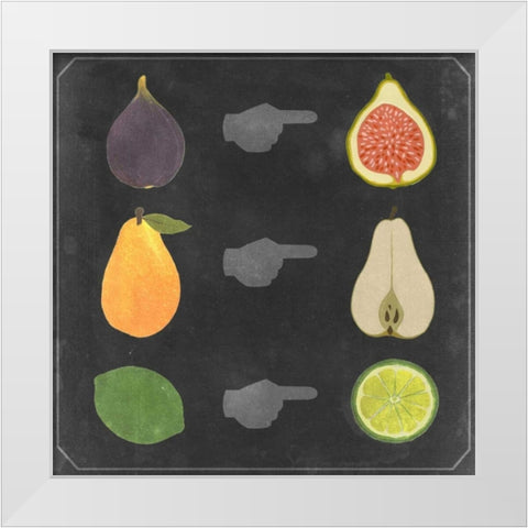 Blackboard Fruit I White Modern Wood Framed Art Print by Vision Studio