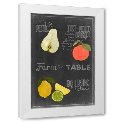 Blackboard Fruit IV White Modern Wood Framed Art Print by Vision Studio