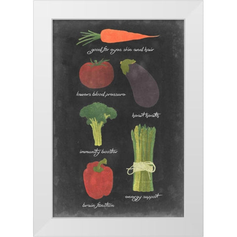 Blackboard Veggies I White Modern Wood Framed Art Print by Vision Studio