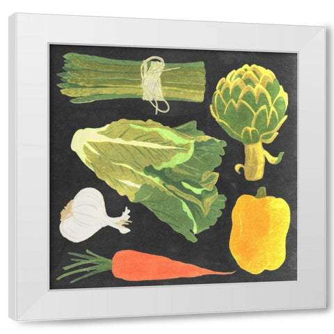 Blackboard Veggies IV White Modern Wood Framed Art Print by Vision Studio