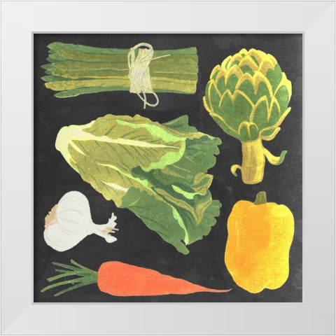 Blackboard Veggies IV White Modern Wood Framed Art Print by Vision Studio