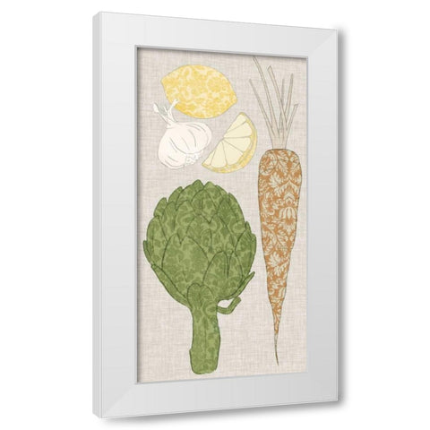 Contour Fruits and Veggies VI White Modern Wood Framed Art Print by Vision Studio