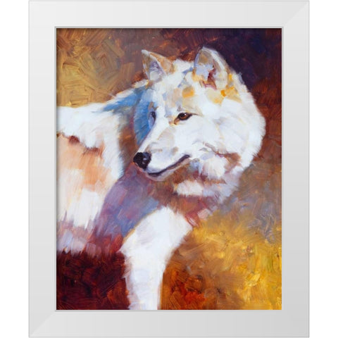 White Wolf White Modern Wood Framed Art Print by Chapman, Julie
