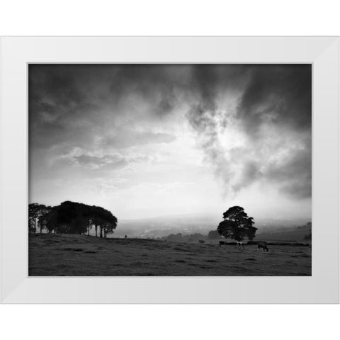 Dales Landscape White Modern Wood Framed Art Print by Henson, Martin