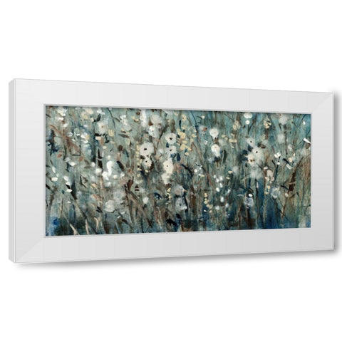 White Blooms with Navy I White Modern Wood Framed Art Print by OToole, Tim