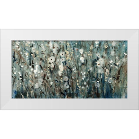 White Blooms with Navy I White Modern Wood Framed Art Print by OToole, Tim