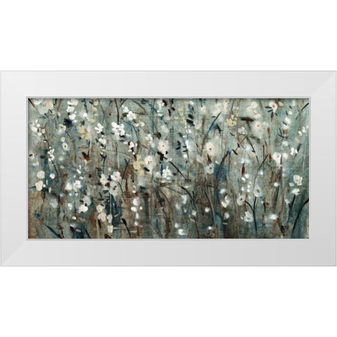 White Blooms with Navy II White Modern Wood Framed Art Print by OToole, Tim