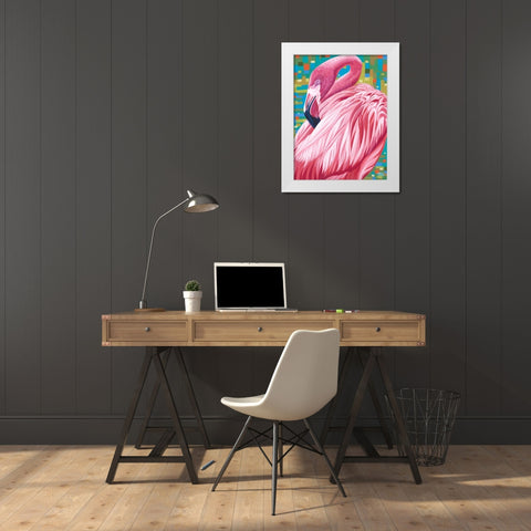 Fabulous Flamingos II White Modern Wood Framed Art Print by Vitaletti, Carolee