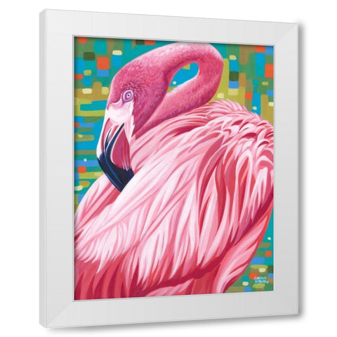 Fabulous Flamingos II White Modern Wood Framed Art Print by Vitaletti, Carolee