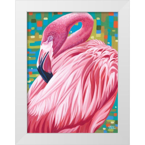 Fabulous Flamingos II White Modern Wood Framed Art Print by Vitaletti, Carolee