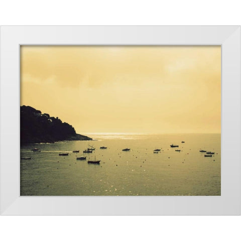 Sunset Harbour I White Modern Wood Framed Art Print by Bell, Lillian