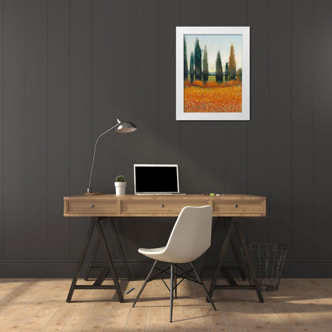 Cypress Trees I White Modern Wood Framed Art Print by OToole, Tim