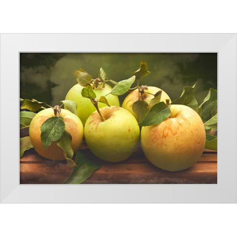 Jills Green Apples I White Modern Wood Framed Art Print by Perry, Rachel
