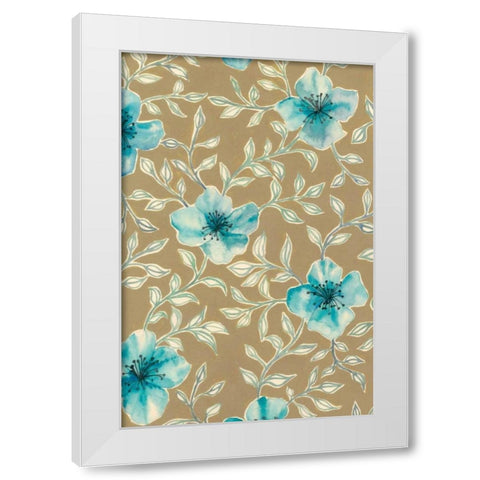 Gilded Blue Flowers I White Modern Wood Framed Art Print by Popp, Grace