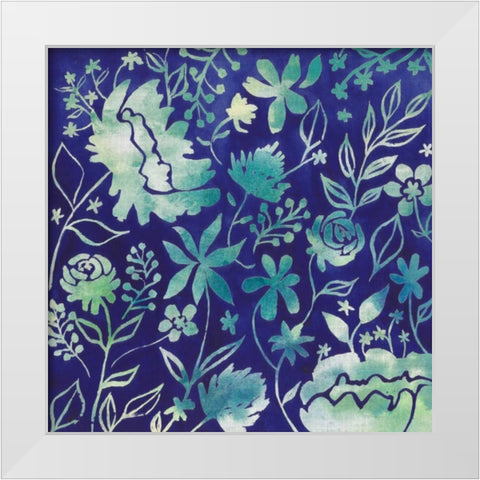 Indigo Batik I White Modern Wood Framed Art Print by Popp, Grace