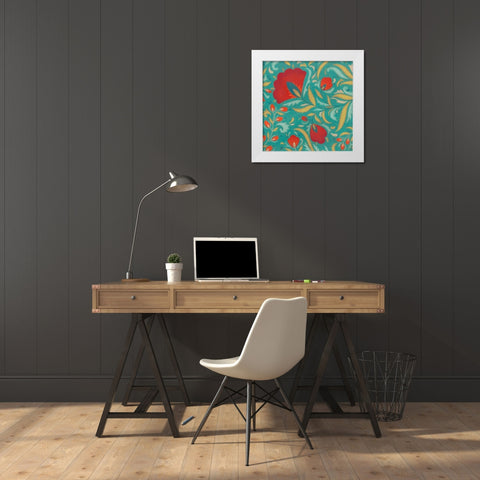 Vibrant Textile I White Modern Wood Framed Art Print by Vess, June Erica