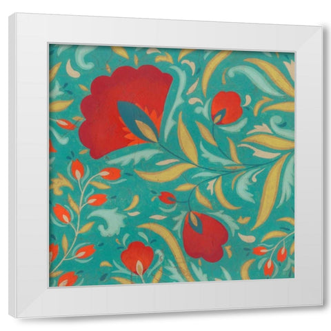 Vibrant Textile I White Modern Wood Framed Art Print by Vess, June Erica