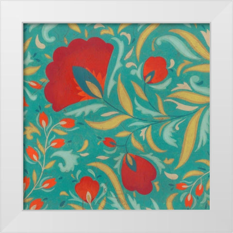 Vibrant Textile I White Modern Wood Framed Art Print by Vess, June Erica