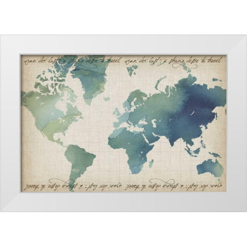 Watercolor World Map White Modern Wood Framed Art Print by Popp, Grace