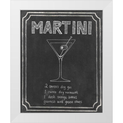 Chalkboard Cocktails III White Modern Wood Framed Art Print by Popp, Grace