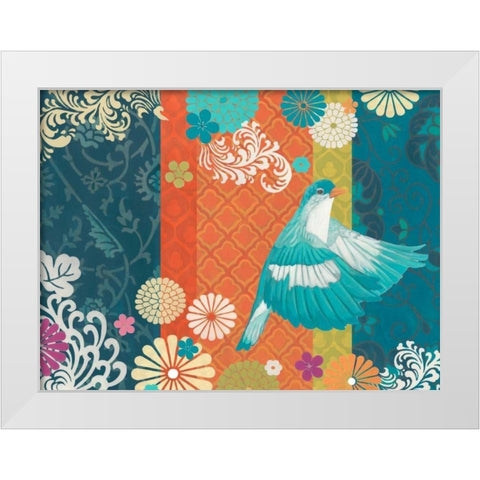 Floral Flight I White Modern Wood Framed Art Print by Vess, June Erica