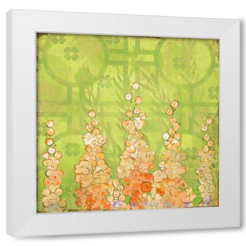 English Tea Garden I White Modern Wood Framed Art Print by Evelia Designs
