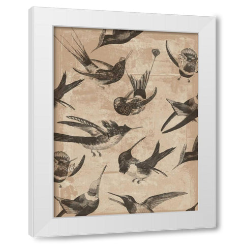 Bird Pattern II White Modern Wood Framed Art Print by Goldberger, Jennifer