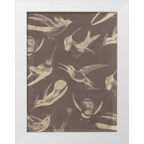 Bird Pattern III White Modern Wood Framed Art Print by Goldberger, Jennifer