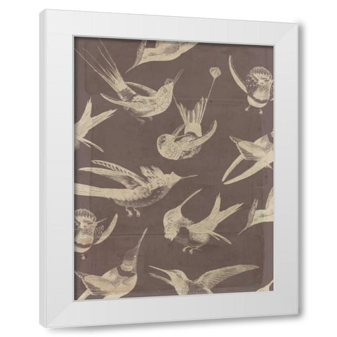 Bird Pattern IV White Modern Wood Framed Art Print by Goldberger, Jennifer