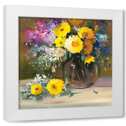 Floral Still Life II White Modern Wood Framed Art Print by OToole, Tim